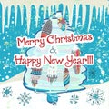 Hand drawn cute Chistmas card Royalty Free Stock Photo