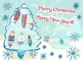 Hand drawn cute Chistmas card Royalty Free Stock Photo