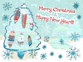 Hand drawn cute Chistmas card