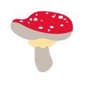 Hand drawn cute contemporary illustration amanita mushroom. Flat vector fly-agaric element in simple colored doodle Royalty Free Stock Photo