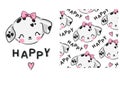 Hand drawn Cute Dalmatian Puppy Set print Cartoon Character Vector Illustration Royalty Free Stock Photo