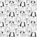 Hand Drawn Cute Dog And Bone Vector Pattern. Doodle art. Royalty Free Stock Photo