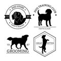 Hand drawn cute dog silhouette emblem collection Royalty Free Stock Photo