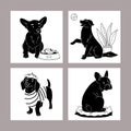 Hand drawn cute dog silhouette illustration set Royalty Free Stock Photo