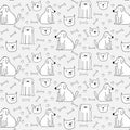 Hand Drawn Cute Dogs Pattern Background.