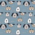 Hand Drawn Cute Dogs Pattern Background.