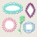Hand drawn cute doodle frames. Vector set with colorful decoration Royalty Free Stock Photo