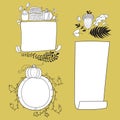 Hand drawn cute doodle vector illustration. Autumn card. Blank. Place your text here. Set of fall frames.