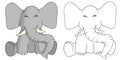 Hand drawn cute elephant Animal collection vector illustration isolated in a white background, wildlife Animal drawing Royalty Free Stock Photo