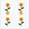 Cute Flower Cartoon Illustration Sticker Vector HD Vector