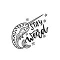 Hand drawn cute funny narwhal with inspirational quote - Stay Weird.