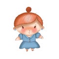 Hand Drawn Cute Girl Illustration for card making, paper, textile, printing, packaging