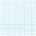 Hand drawn cute grid. doodle blue, pale plaid pattern with Checks. Graph square background with texture. Line art