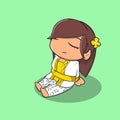 Hand drawn cute illustration Balinese girl relaxing