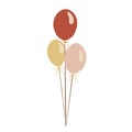 Hand drawn cute isolated clip art illustration of helium balloons