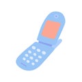 Hand-drawn cute isolated clipart illustration of y2k old flip phone Royalty Free Stock Photo