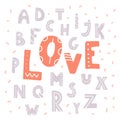 Hand drawn cute love alphabet