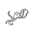 Hand drawn cute octopus drawing, with born to dive slogan graphic. Drawing in doodle style, suitable for children