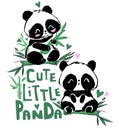 Hand drawn Cute panda bear sitting on the bamboo. Vector illustration. Print design for baby t-shirt Royalty Free Stock Photo