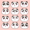 Hand Drawn Cute Panda Characters Set. Royalty Free Stock Photo