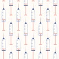 Hand drawn cute pastel syringe seamless pattern