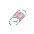 Hand drawn cute pink and white eraser, isolated isometric rubber