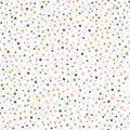 Hand drawn cute polka dot confetti pattern. Summer vector seamless background. Pastel party illustration. Tiny circles home decor