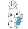 Hand drawn Cute rabbit holding a pencil. Print design rabbit background. Vector Design Textile for Kids Royalty Free Stock Photo