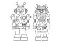 Hand drawn cute robot for design element and coloring book page for both kids and adults. Vector illustration Royalty Free Stock Photo