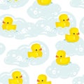Hand drawn cute rubber yellow duck pattern seamless vector illustration Royalty Free Stock Photo