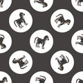 Hand drawn cute Saluki dog breed in polka dot seamless vector pattern. Purebred pedigree sighthound on dotty background