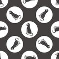 Hand drawn cute Saluki dog breed in polka dot seamless vector pattern. Purebred pedigree sighthound on dotty background
