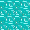 Hand drawn cute seagull seamless pattern