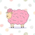 Hand Drawn with cute sheep . vector print Royalty Free Stock Photo