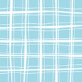 Hand drawn cute squiggle grid. doodle blue, pale, white wavy pattern with scribbles. Doodle square background with