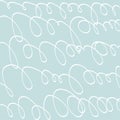 Hand drawn cute squiggle grid. doodle blue, pale, white wavy pattern with scribbles. Doodle square background with