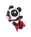 Hand drawn cute super panda cartoon isolated on white background Royalty Free Stock Photo