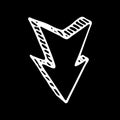 Hand drawn 3D arrow doodle icon. Sketch style. Sign symbol. Decoration element. Isolated on black background. Flat design. Vector Royalty Free Stock Photo