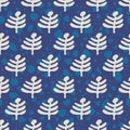 Hand drawn dabu indigo leaves seamless pattern Royalty Free Stock Photo