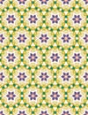 Hand drawn daisy flower mosaic quilt pattern. Vector seamless background. Symmetry geometric floral illustration. Trendy retro geo