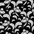 Hand drawn botanical repeat pattern. Royalty Free Stock Photo