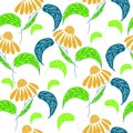 Hand drawn botanical repeat pattern. Royalty Free Stock Photo