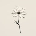 Minimalist Monochrome Daisy Illustration On Beige Background