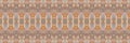 Hand drawn damask stripe seamless border pattern. Modern ikat rug style. Ecru elegant muted spice color tones. Ribbon trim for