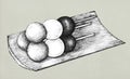 Hand drawn dango Japanese dumpling