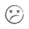 Hand drawn dead emoji icon. Error 404 face symbol. Sign avatar sticker vector