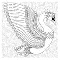 Hand drawn decorated swan. Image for adult coloring books, page Royalty Free Stock Photo