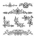 Hand drawn decoration elements, frames, page divider and border vector illustration Royalty Free Stock Photo