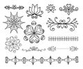 Hand drawn decoration elements, frames, page divider and border vector illustration Royalty Free Stock Photo