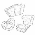 Hand drawn decorative bread bakery . Vector Illustration